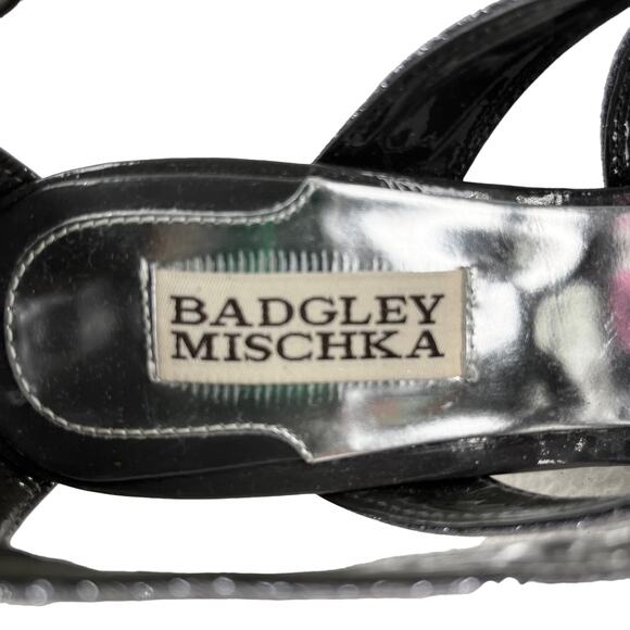 Badgley Mischka Junebug Criss Cross 4" Heels 6.5 Charcoal Glitter - Picture 8 of 14